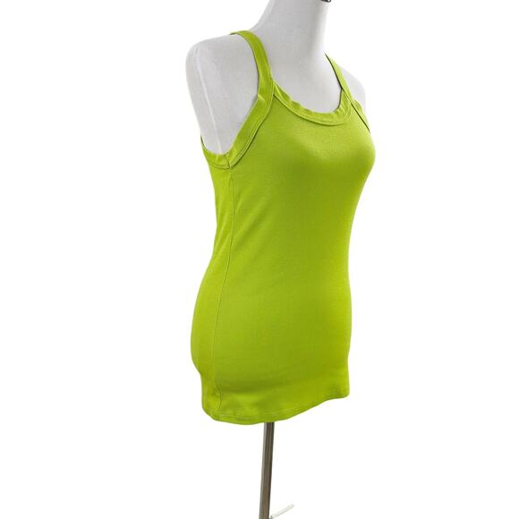 JOSIE Natori Lime Green Ribbed Cotton Tank Cami Scoop Neck Racerback Medium M - Picture 3 of 9